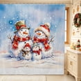 thumbnail image 1 of Erosebridal Snowman Trio Shower Curtain 72Wx78L,Winter Snow Bath Curtain,Light Blue, 1 of 6
