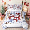 thumbnail image 1 of Manfei Snowman Twin Bedding 7pcs Snow Bedding Comforter Set, Blue White, Xmas Reversible, 1 of 6
