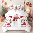 thumbnail image 1 of Manfei Snowman Twin Bedding 7pcs Snow Bedding Comforter Set, Gray Red, Xmas Reversible, 1 of 6