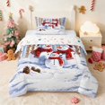 thumbnail image 1 of Manfei Snowman Twin Comforter Sets Snow Bedding Set, Blue White 2-Pieces 1 Comforter and 1 Pillowcase, Xmas Reversible, 1 of 6