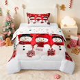thumbnail image 1 of Manfei Snowman Twin Comforter Sets Snow Bedding Set, Maroon Cream 2 Pieces 1 Comforter and 1 Pillowcase, Xmas Reversible, 1 of 6