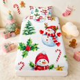 thumbnail image 1 of Manfei Snowman Twin Fitted Sheet Snow Bedding, Blue White 2-Piece 1 Fitted Sheet and 1 Pillowcase, 1 of 4