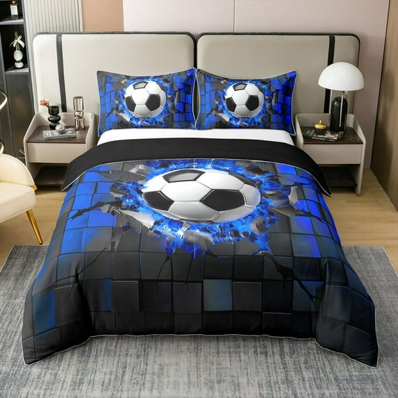 Erosebridal Soccer 100% Cotton Comforter Cover Full,Gradient Geometric Bedding Full Size,Gaming Room Decor,Reversible(No Comforter)