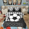 thumbnail image 1 of Erosebridal Soccer 7 Piece Bedding Set Twin Size Football Pattern Comforter Set with Sheets for Teens Twin Black and White Squares Bed in a Bag Ball Game Bed Set, 1 of 5