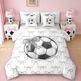 thumbnail image 1 of Erosebridal Soccer Ball Games 7-Piece Bedding Comforter Set For Kids,Cartoon Bowknot Pattern King Bedding Sets For Kids Girls,Reversible Light Gray, 1 of 7