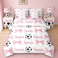 thumbnail image 1 of Erosebridal Soccer Ball Games 7pcs Bedding Comforter Set For Football Boys,Pink Bows Kawaii Bowtie Girls Queen Bedding Sets,Reversible Pink, 1 of 7