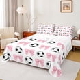thumbnail image 1 of Erosebridal Soccer Ball Games Full Size Sheets For Kids,Kawaii Bowknot Bows Bed Sheets For Kids Girls 4 Pieces, 1 of 6