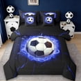 thumbnail image 1 of Erosebridal Soccer Ball Games Kids 7-Piece Twin Bedding Sets,Black Blue Bedding Comforter Set For Football Lovers,Reversible Black, 1 of 7