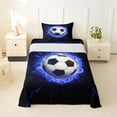 thumbnail image 1 of Erosebridal Soccer Ball Games Kids Twin Sheet Sets,Black Blue Bedding For Football Lovers 3 Pieces, 1 of 6