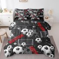 thumbnail image 1 of Soccer Comforter 7 Pieces Bed In A Bag Twin Size Football Bedding Set Teens Black Sports Court Sheet Set Ball Gaming Theme Flat Sheet Bedroom Decor, 1 of 5