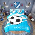 thumbnail image 1 of Erosebridal Soccer Comforter Set Full 7 Pcs Football Teal White Black Geometric Stripes Bedding Set Soccer Ball Game Sports Theme Bed in a Bag with Comforter,Sheets, 1 of 5