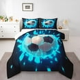 thumbnail image 1 of Erosebridal Soccer Comforter Set Twin Size Football Games Bedding Set Blue Tie-Dye Splash-ink Comforter Sports Theme Quilt Set, 1 of 7