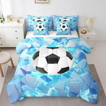 Erosebridal Soccer Football Bedding Sets Twin Size,Geometry Gradient Comforter Sets with Sheets,Sports Theme Decor,Reversible,Breathable,7-Piece