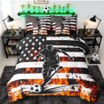 thumbnail image 1 of Erosebridal Soccer Gamer Flame Bedding Comforter Set 7 Pieces for Boys,Vintage USA Flag Full Bedding Set for Kids Teens,Black Reversible,Breathable Home Decor, 1 of 6