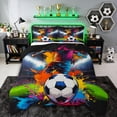 thumbnail image 1 of Erosebridal Soccer Graffiti Splash Full Size Comforter Sets 3 Pieces for Kids Teens,Boys Girls Sport Gamer Bedding Sets,Black Reversible,Breathable Home Decor, 1 of 6