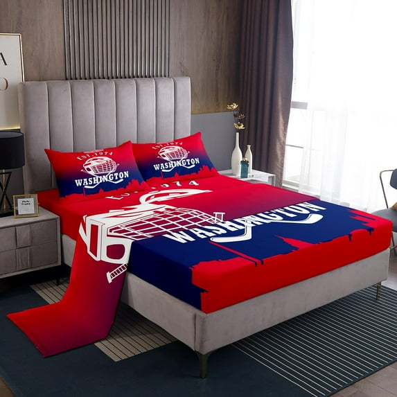 Erosebridal Soccer Lover Bed Sheets Set Full Size, American Football Bed Sheets Full, Eat Sleep Reversible Sheet Set Full, Super Cozy Bedroom Decoration, 4-Piece