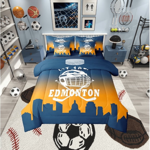 Erosebridal Soccer Lover Bedding Twin Size, American Football Bed in a Bag Twin size, Eat Sleep Reversible Bed Set, Super Cozy Bedroom Decoration, 7pcs