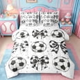 thumbnail image 1 of Erosebridal Soccer Theme Kids 7-Piece Twin Bedding Sets,Abstract Football Print Bowtie Bedding Comforter Set For Girls,Reversible, 1 of 7