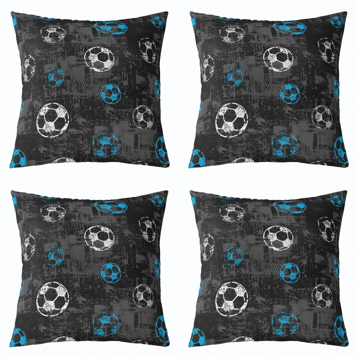 Soccer-Themed Throw Pillow Covers – Green & Black Rugby Style, Set Of 2, 20x20 Inches, 3D Print