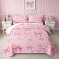 thumbnail image 1 of Erosebridal Soft Satin Bow Ribbon Quilt King for Girls, Romantic Floral Print King Coverlet Set, 3-Piece 1 Bedspread and 2 Pillowcases, 1 of 7