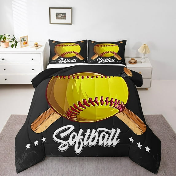 Erosebridal Softball Comforter Sets, Sports Lovers Comforters & Duvets, Gaming Bedroom Decor, Super Cozy 2pcs