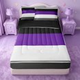 thumbnail image 1 of Erosebridal Solid Strip Zipper Twin Comforter Sets with Fitted Sheet and 2 Pillowcases,Purple Lines Print Zipper Bedding Set For Girls,Black Reversible,4 Pieces, 1 of 7