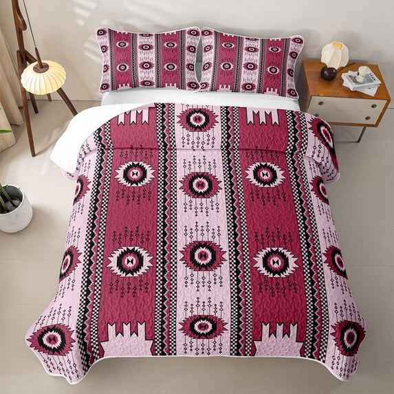 Erosebridal Southwest Geometric Twin Quilt Set,Abstract Circle Pattern Twin Coverlet Set For Boys,2pcs