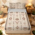 thumbnail image 1 of Erosebridal Southwestern Aztec Zipper Queen Comforter Set with Fitted Sheet and 2 Pillowcases, Retro Geometric Zipper Bedding Set, Cream Brown, Gray Reversible, 1 of 7