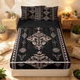 thumbnail image 1 of Erosebridal Southwestern Damask Zipper Twin Comforter Sets with Fitted Sheet and 2 Pillowcases, Retro Aztec Zipper Bedding Set, Black Blush, Black Reversible, 1 of 7