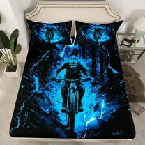 Erosebridal Speed Sports Fitted Sheet Twin, Woodland Motorcycle Bedding Set Twin Size, Extreme Sports Decor(No Top Sheet)