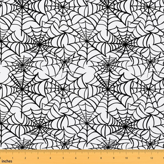 Erosebridal Spider Web Fabric by the Yard 5 Yards, Black Cobweb Halloween Pattern Fabric for Sewing