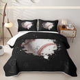 thumbnail image 1 of Erosebridal Splatter Baseball Quilt Full, Eat Sleep Sports Icon Full Bedspread Sets for Boys and Girls, 3pcs, 1 of 7