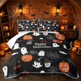 thumbnail image 1 of Erosebridal Spooky Animal Pumpkin Twin Quilt Set, Happy Halloween Twin Coverlet Set for Boys Girls, Black Orange White, 2 Pieces 1 Bedspread and 1 Pillowcase, 1 of 7