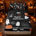 thumbnail image 1 of Erosebridal Spooky Animal Pumpkin Zipper Twin Comforter Sets with Fitted Sheet and 2 Pillowcases, Happy Halloween Zipper Bedding Set for Boys Girls, Black Orange White, Black Reversible, 1 of 7
