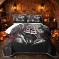 thumbnail image 1 of Erosebridal Spooky Couple Skeleton Twin Quilt Set, Halloween Red Rose Twin Coverlet Set for Boys Girls, Black Red Gray, 2-Piece 1 Bedspread and 1 Pillowcase, 1 of 7