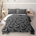 thumbnail image 1 of Erosebridal Spooky Flying Bat Twin Quilt Set, Boho Minimal Bat Silhouette Twin Coverlet Set for Boys Girls, Dark Gray Black, 2pcs 1 Bedspread and 1 Pillowcase, 1 of 7