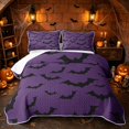 thumbnail image 1 of Erosebridal Spooky Flying Bat Twin Quilt Set, Halloween Twin Coverlet Set for Boys Girls, Black Purple, 2-Piece 1 Bedspread and 1 Pillowcase, 1 of 7