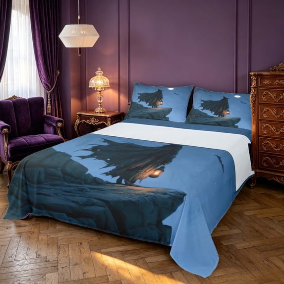 Erosebridal Spooky Halloween Witch Queen Sheets,Whimsical Moon Queen ...