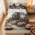 thumbnail image 1 of Erosebridal Spooky Haunted Castle Zipper Twin Comforter Sets with Fitted Sheet and 2 Pillowcases, Halloween Pumpkin Bat Zipper Bedding Set for Boys Girls, Orange Beige Black, Halloween Reversible, 1 of 7