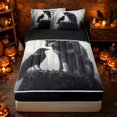thumbnail image 1 of Erosebridal Spooky Jungle Wolf Zipper Queen Comforter Set with Fitted Sheet and 2 Pillowcases, Hippie Misty Raven Zipper Bedding Set for Boys Girls, Gray Black White, Black Reversible, 1 of 7