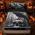 thumbnail image 1 of Erosebridal Spooky Raven Zipper Full Size Comforter Sets with Fitted Sheet and 2 Pillowcases, Halloween Bone Skull Zipper Bedding Set for Boys Girls, Charcoal Black Gray, Black Reversible, 1 of 7