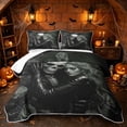 thumbnail image 1 of Erosebridal Spooky Skeleton Lover Twin Quilt Set, Boho Grey Rose Twin Coverlet Set for Boys Girls, Black Grey White, 2pcs 1 Bedspread and 1 Pillowcase, 1 of 7