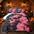 thumbnail image 1 of Erosebridal Spooky Skeleton Quilt Full, Hippie Peony Flower Full Bedspread Sets for Girls, Pink Black, 3-Piece 1 Coverlet and 2 Pillowcases, 1 of 7