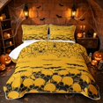 thumbnail image 1 of Erosebridal Spooky Skull Bed Spread Queen, Halloween Flying Bat Queen Coverlet Set for Boys Girls, Orange Black, 3 Pieces 1 Quilt and 2 Pillowcases, 1 of 7