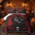 thumbnail image 1 of Erosebridal Spooky Skull Couple Quilt Full, Boho Red Rose Full Bedspread Sets for Boys Girls, Black Red White, 3pcs 1 Coverlet and 2 Pillowcases, 1 of 7