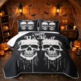 thumbnail image 1 of Erosebridal Spooky Skull Quilt Full, Happy Halloween Spider Web Full Bedspread Sets for Boys Girls, Black White, 3 Pieces 1 Coverlet and 2 Pillowcases, 1 of 7