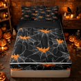 thumbnail image 1 of Erosebridal Spooky Spiderweb Zipper Twin Comforter Sets with Fitted Sheet and 2 Pillowcases, Halloween Bat Zipper Bedding Set for Boys Girls, Black Orange, Black Reversible, 1 of 7