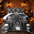 thumbnail image 1 of Erosebridal Spooky Vintage Skull Quilt King, Halloween Baroque Floral King Coverlet Set for Boys Girls, Black White, 3pcs 1 Bedspread and 2 Pillowcases, 1 of 7