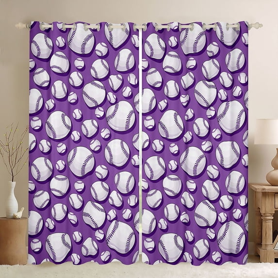 Erosebridal Sport Baseball Lover Curtains Pack of 2 (42x84 Each) for Girls Boys,Ball Gamer Curtains Blackout for Kids Teens,Luxury Bedroom Decor
