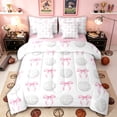 thumbnail image 1 of Erosebridal Sport Bowknot Volleyball Twin Bedding Sets 7-Piece for Kids Teens,Girls Ball Gamer Bedding Comforter Set,Pink Reversible,Super Cozy Room Decor, 1 of 6